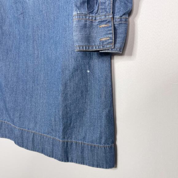 J Crew Womens 2 Denim Shirt Dress Half Button Front Long Sleeves Cotton Collared - Picture 4 of 9
